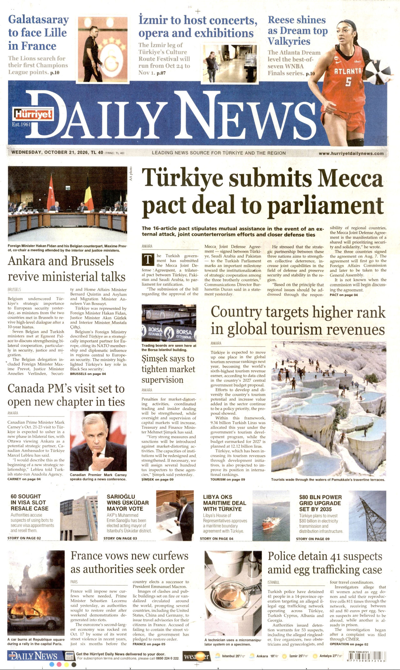 Hürriyet Daily News Gazetesi gazetesi manşeti